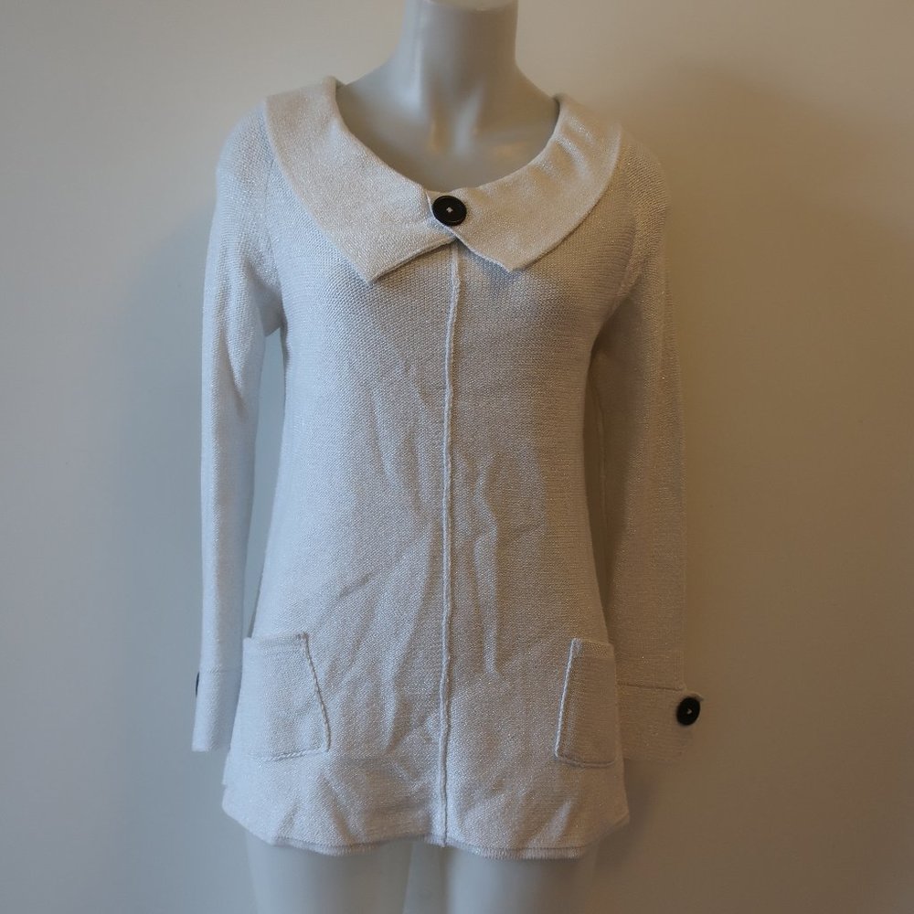 WOMENS ELARIS WINTER WHITE METALLIC OFF SHOULDER SWEATER M *
